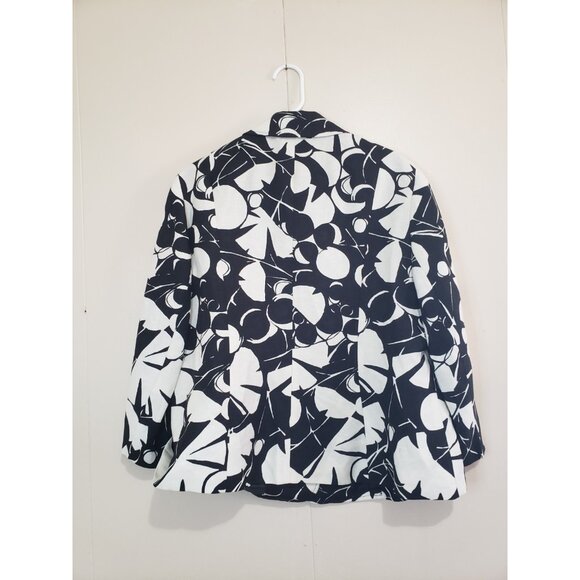 VTG Kasper Essential Sportswear Women Plus 16W Jacket Black White Floral Classic - Picture 2 of 6